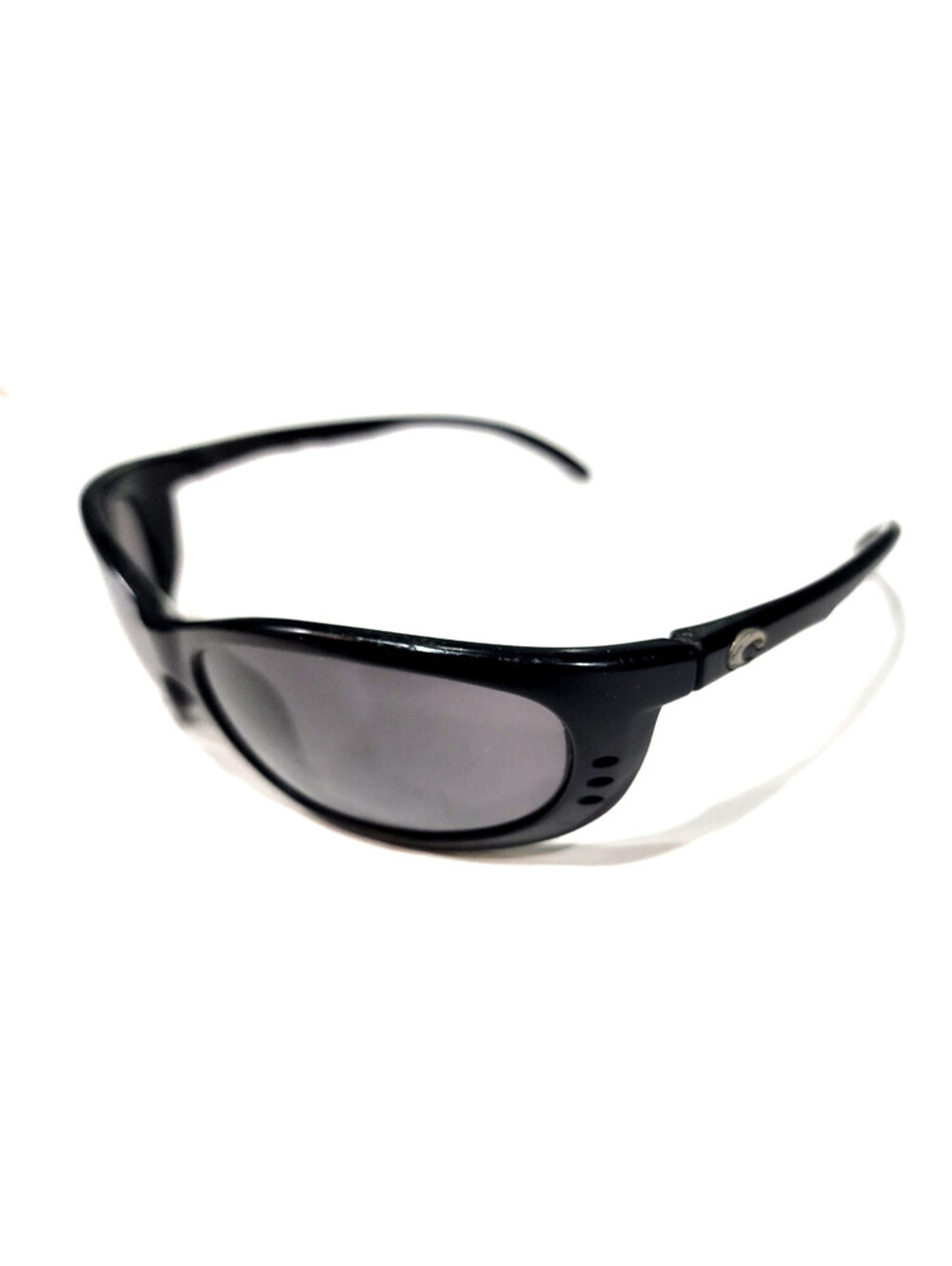 Costa Del Mar Fathom Sunglasses Black Sports Wrap Frame Scratched Lenses Read